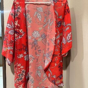 Floral Red Kimono Cardigan